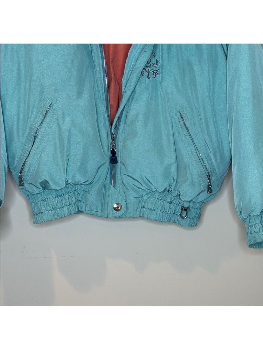 Vintage Teal Goose Down Filled Bogner Bomber Coat Size 12 - Picture 6 of 11
